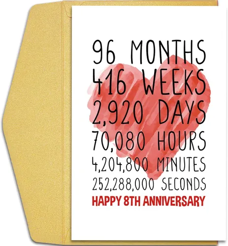 Vista 9 de Qiliji Tarjeta de feliz décimo aniversario para él y ella, tarjeta de décimo aniversario de boda para marido y esposa, divertida tarjeta