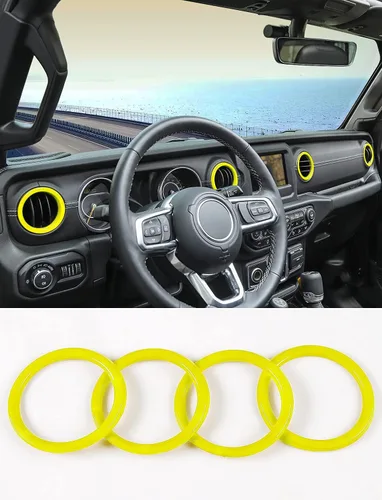 Vista 8 de Savadicar - Accesorios de interior negros - Cubierta de anillo de rejilla de ventilación de aire acondicionado para Jeep Wrangler JL JLU 4XE