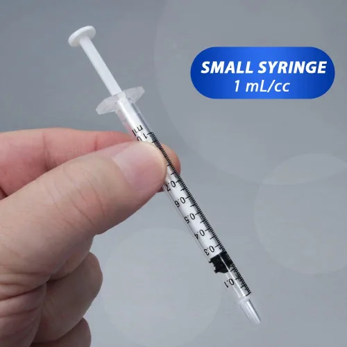 Vista 3 de Paquete de 100 jeringas de 1 ml con tapa para líquido, jeringas pequeñas de plástico de 1 cc con cubierta, no estériles, sin aguja