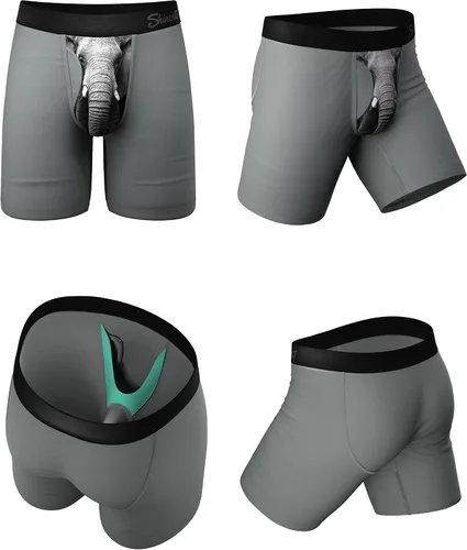 Vista 5 de Shinesty Calzoncillos tipo bóxer de pierna larga para hombre, ropa interior de apoyo de 8.5 pulgadas con entrepierna