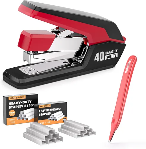 Vista 9 de Marsrock Grapadora resistente para escritorio con 40-50 hojas, 2000 grapas Azul