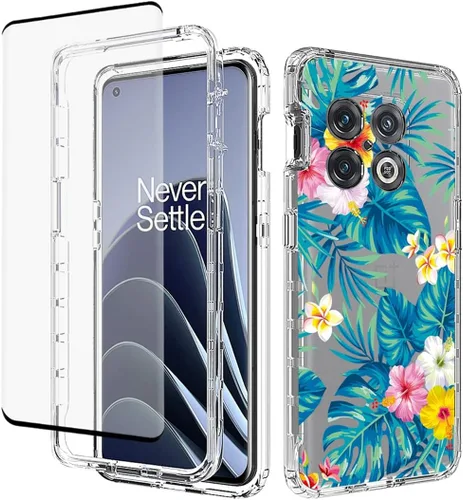 Vista 9 de Funda para OnePlus 10 Pro NE2210 con protector de pantalla de vidrio templado, suave 360 cuerpo completo, a prueba de golpes, híbrida, transparente