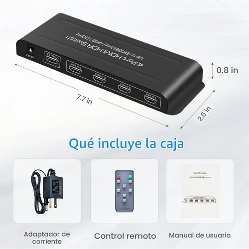 Vista 7 de 8K HDMI Switch 4 en 1 salida 4K @120Hz HDMI Switcher con control