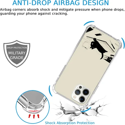 Vista 4 de Funda de gato negro y libros compatible con iPhone 15 Pro Max, bonita funda de gato negro para iPhone 15 Pro Max, funda de TPU para teléfono