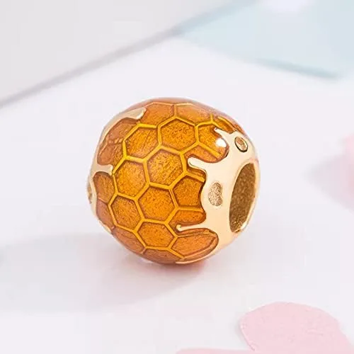 Vista 3 de Cuentas de plata de ley 925 de Bee Hive para pulseras europeas, Plata esterlina