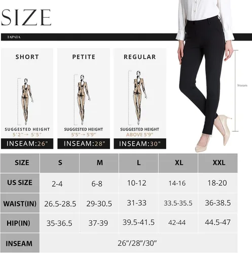Vista 6 de Tapata Women's Skinny Dress Pants 26"28"30" Work Pants with Pockets Stretch Slack for Business Casual Petite Short