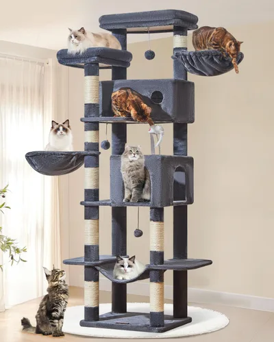 Vista 10 de Taoqimiao Torre de árbol para gatos, árbol resistente de 76 pulgadas para gatos de interior, torre grande para gatos adultos con postes rascadores