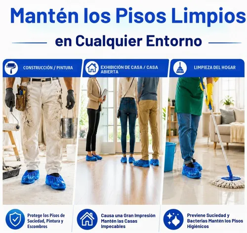 Vista 2 de Paquete de 90 fundas desechables para zapatos, impermeables, antideslizantes, botines de plástico para interiores, ajuste universal, para invitados