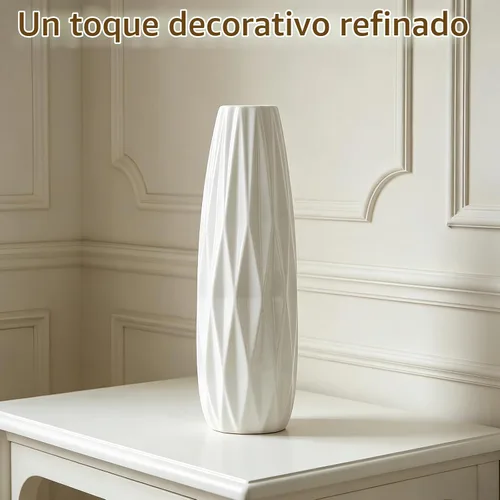 Vista 9 de Florero de cerámica blanco de 12 pulgadas, jarrones altos para hierba de las pampas, decoración del hogar, jarrones modernos con textura