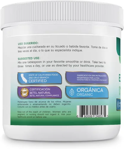 Vista 3 de Betel Natural Espirulina en polvo orgánico/espirulina de alta calidad, 8 onzas, sin rellenos, no irrigada y limpia
