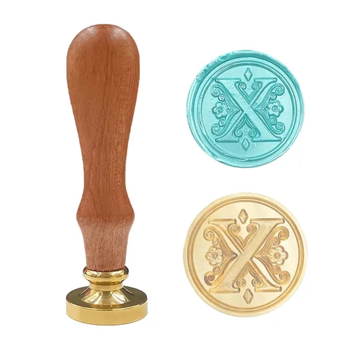 Vista 28 de Sello medieval tradicional de cera del alfabeto, con cabeza de latón, con mango de madera, para tarjetas, sobres, regalo (letra A)