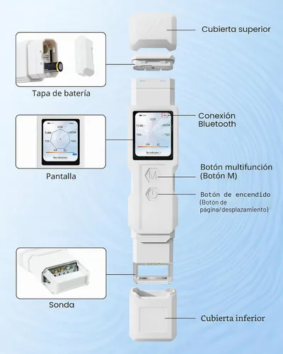 Vista 8 de 9 en 1 probador de agua inteligente con monitoreo por APP, kit de prueba de agua digital para turbidez, TDS, EC, temperatura, sal, GH, TOC, COD