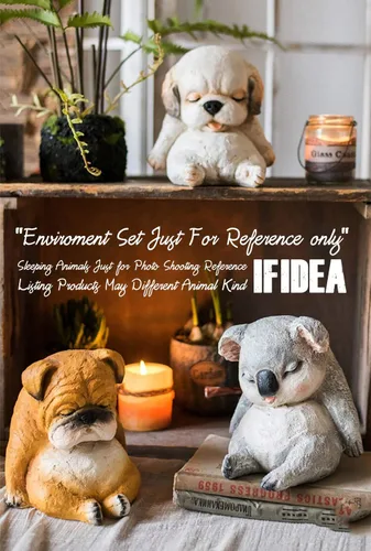 Vista 3 de IFiDEA Estatua de jardín de animales durmientes, figura de oso de 7 pulgadas, adorno decorativo de diseñador para interiores y exteriores, colección