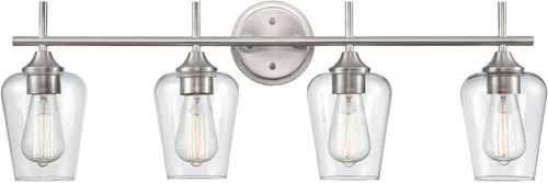 Vista 10 de ML Lighting Ashford - 3 tocador de baño ligero, 10.25 pulgadas de alto y 22 pulgadas de ancho, acabado de níquel cepillado cepillado níquel
