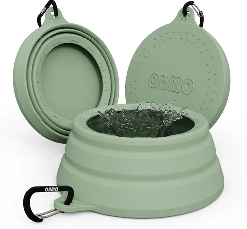 Vista 18 de OHMO Tazón de Agua para Perros Colapsable a Prueba de Derrames 24oz para Autos, Tazones Portátiles sin Salpicaduras para Viajes de Perros