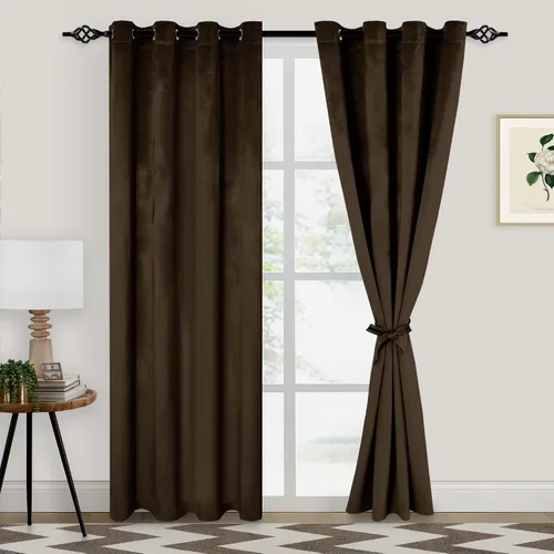 Vista 39 de XWZO Cortinas de terciopelo azul de 63 pulgadas de largo, elegantes cortinas de lujo suaves para sala de estar, aislamiento térmico, oscurecimiento