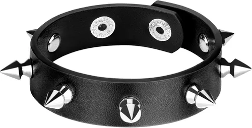 Vista 6 de Pulseras de cuero con tachuelas de pico, gargantilla punk gótica, accesorios punk unisex alt Accesorios