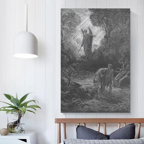 Vista 4 de 20 obras maestras por Gustave Dore - Póster artístico de Adán y Eva expulsados del Edén y arte de pared, póster moderno para decoración