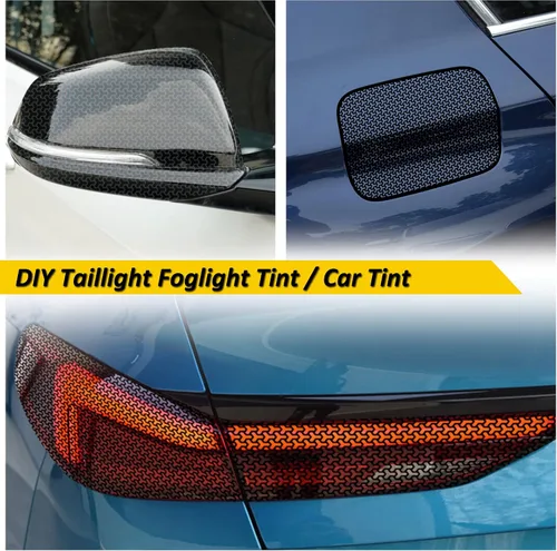 Vista 6 de Paquete de 2 láminas autoadhesivas para faros delanteros, color Y cuadrícula, para luces traseras, autoadhesivas, de 18.89 x 11.81 pulgadas