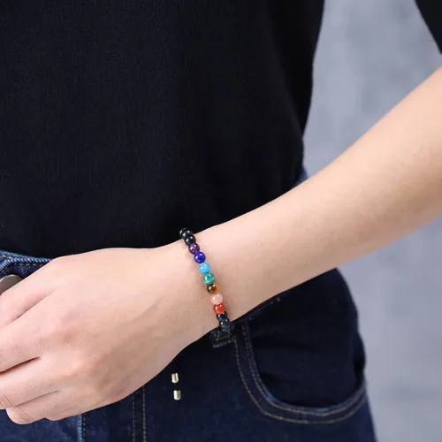 Vista 2 de COAI - Pulsera para mujer con piedras semipreciosas, 7 chakras