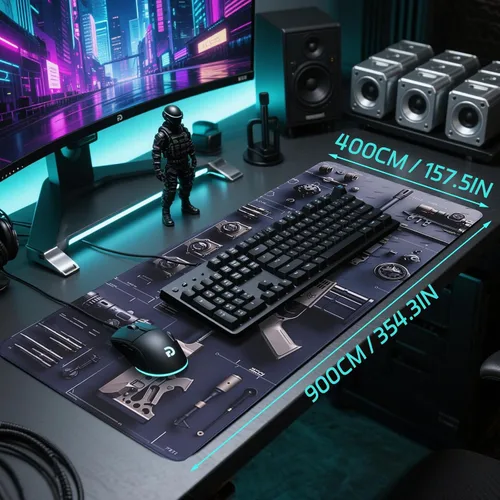 Vista 3 de Genial arma militar para construir piezas de arma, alfombrilla de mouse grande para juegos, alfombrilla de escritorio para teclado y alfombrilla