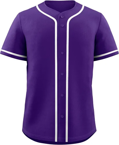 Vista 31 de KXK Camiseta de béisbol en blanco para hombre, camisas casuales con botones, manga corta, uniforme deportivo de equipo activo