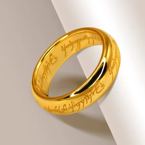 Vista 8 de Anillo grabado de oro de 0.276 in para hombres, mujeres y niños, anillo para gobernarlos a todos, anillo de lotería