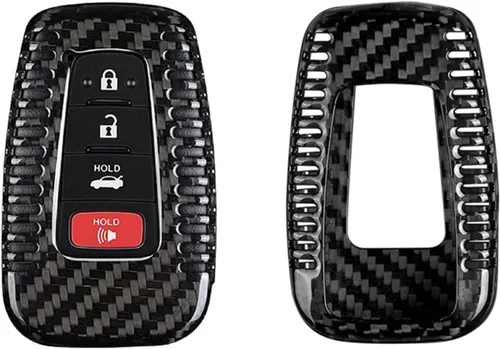 Vista 11 de Funda para llavero de fibra de carbono genuina para Toyota 86 GT86 Avalon C-HR Camry Corolla Highlander Land Cruiser Prado Prius RAV4 2016-2023