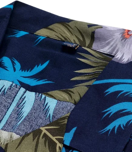 Vista 3 de Alimens & Gentle - Camisa de algodón estilo hawaiano para hombre, casual, de manga corta, ajuste regular