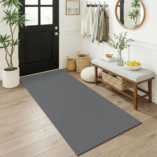 Vista 206 de KOZYFLY - Tapete para puerta de interior, lavable, pequeña, antideslizante, con respaldo de goma, felpudo de algodón para el hogar, color negro