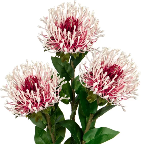 Vista 13 de Hollyone 3 piezas de flores artificiales rojas de crisantemo de otoño, margaritas de araña de seda de 72 cm de largo, flores falsas de leucospermum