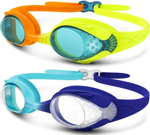 Vista 23 de OutdoorMaster - Gafas de natación de ajuste rápido para niños (2 unidades)
