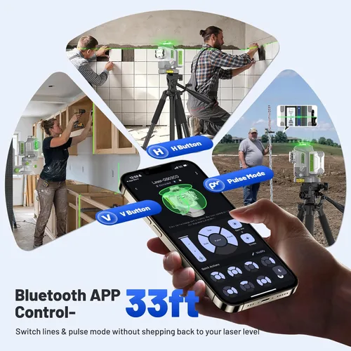 Vista 5 de Huepar Pro Kit de nivel láser para exteriores con receptor, largo alcance