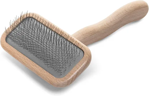 Vista 12 de Chris Christensen Mark VI - Cepillo deslizante de espalda curvada para perros, pasadores de 0.472 in, mango ergonómico de madera de haya ligera
