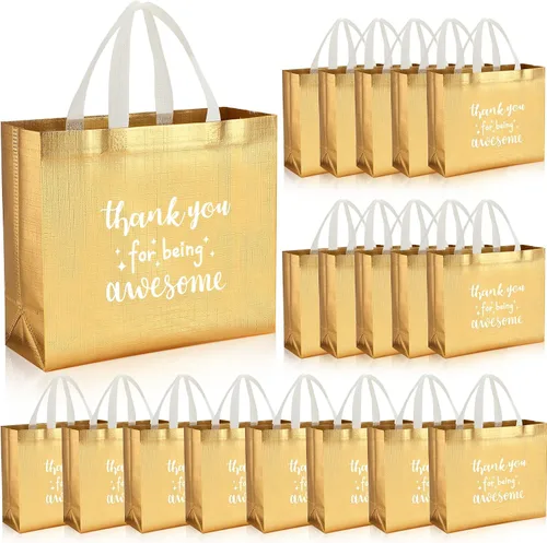 Vista 8 de Abbylike 24 bolsas de regalo de agradecimiento a granel para empleados, bolsas con asas, reutilizables para graduación, día del padre, oficina, Negro