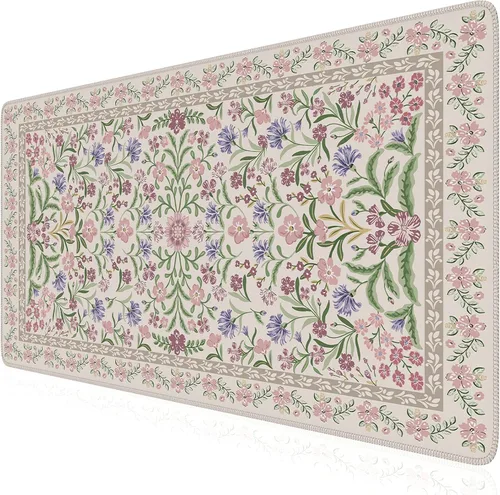 Vista 21 de iCasso Alfombrilla de mouse estética pequeña con diseño floral, mini alfombrilla de mouse portátil rosa, antideslizante y cómoda, de tela para mouse