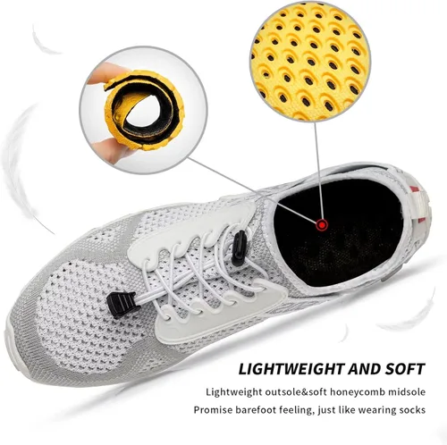 Vista 4 de SOBASO Zapatos de agua para mujeres y hombres, secado rápido, para natación, playa, zapatos acuáticos para deportes acuáticos, buceo, senderismo