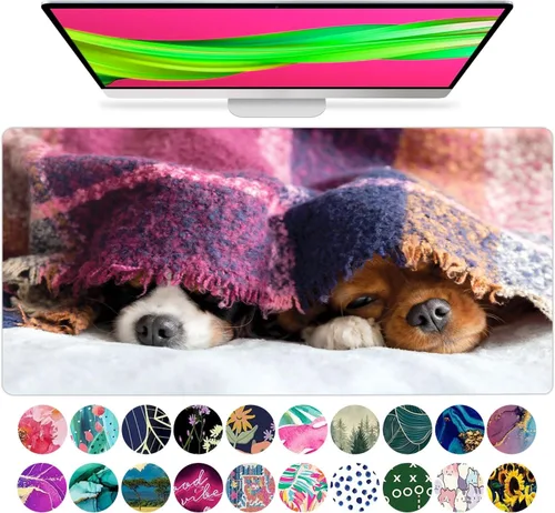 Vista 23 de French KOKO Alfombrilla de escritorio grande para mouse de 15 x 30 pulgadas, protector de escritorio floral extendido para teclado y mouse Llámame
