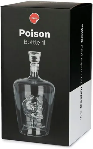 Vista 2 de Balvi - Decantador de whisky venenoso. Botella de licor de 1L (33-3/4 onzas) de capacidad. Tiene una calavera dentro. Hecho de vidrio.