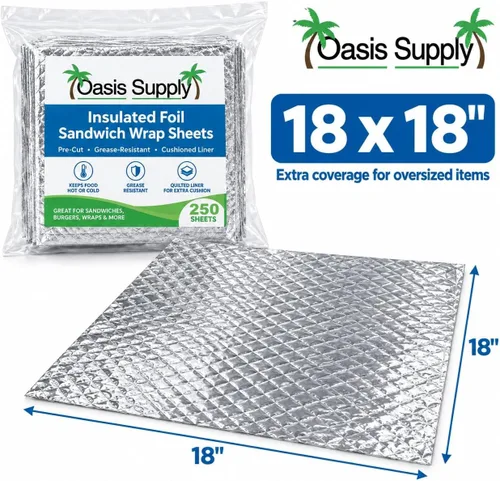 Vista 13 de Oasis Supply, Hojas aisladas precortadas para sándwich - Resistente a la grasa, para alimentos calientes, 100 unidades, 10 3/4 x 14 pulgadas