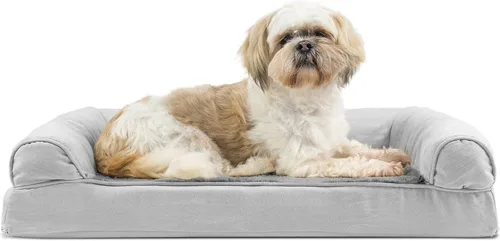 Vista 40 de Furhaven Funda de repuesto para cama de perro, estilo sofá, de pelo sintético y terciopelo, color salvia oscura, talla M
