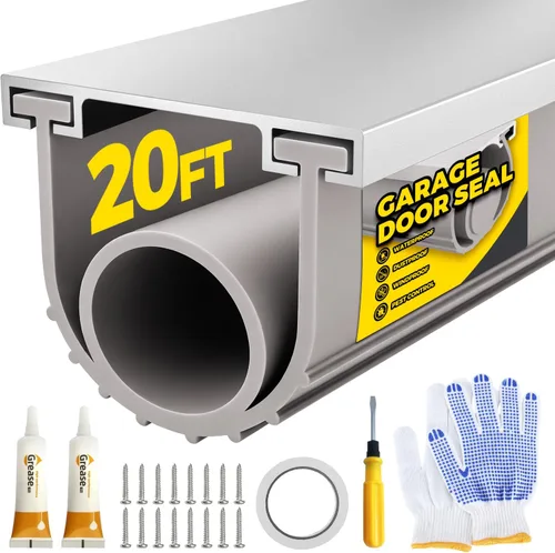 Vista 10 de Holikme Sello para puerta de garaje, kit de retención de riel de aluminio preperforado, fácil de instalar, combinación de anillo en U + O duradero