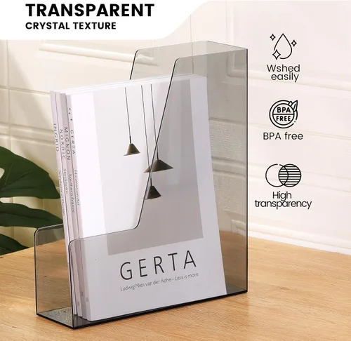 Vista 3 de CiWiVOKi Organizador Vertical de Archivos, Organizador de Escritorio de PET y Contenedores de Almacenamiento para Revistas, Carpetas, Cuadernos