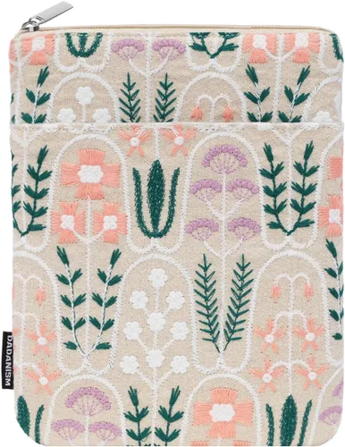 Vista 9 de Dadanism Manga acolchada de flores bordadas de 6-7 pulgadas para lector Beige floral