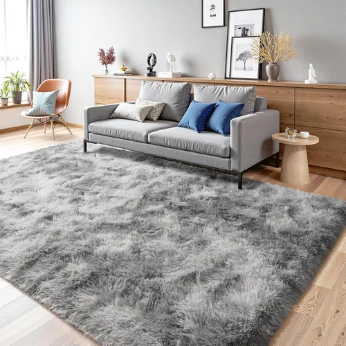 Vista 19 de Terrug Alfombra Corredor Negra Esponjosa para Dormitorio, 2x6 Pies Lindas Alfombras de Área de Pelo Largo para Pasillo, Alfombra de Felpa Suave