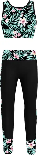 Vista 17 de JEATHA Conjunto de camiseta sin mangas con pantalones para niñas y niñas, para gimnasia, yoga, entrenamiento, ropa deportiva