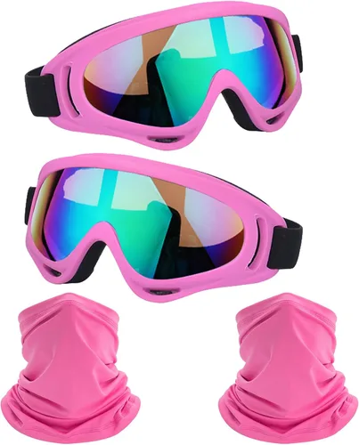 Vista 20 de LJDJ Motorcycle Goggles 2 Pack Dirt Bike with Neck Breathable Bandana Mask