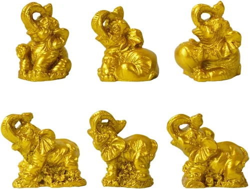 Vista 8 de Mini estatua de elefante, figuras de elefantes indios de resina Feng Shui para decoración del hogar, oficina, familia, animales, regalos de regreso