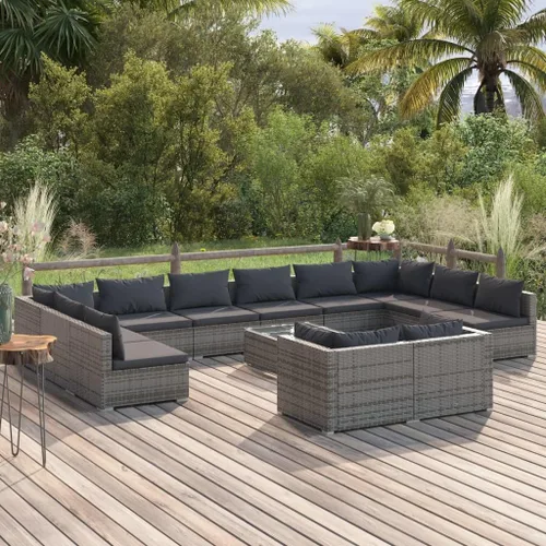 Vista 97 de Sofá de 3 plazas con cojines de ratán de poliéster marrón, juego de muebles de patio al aire libre con 3 sofás centrales para patio trasero, jardín