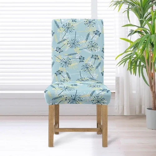 Vista 5 de HUGS IDEA Fundas elásticas para sillas de comedor con diente de león azul, fundas protectoras para sillas de cocina, lavables, para decoración